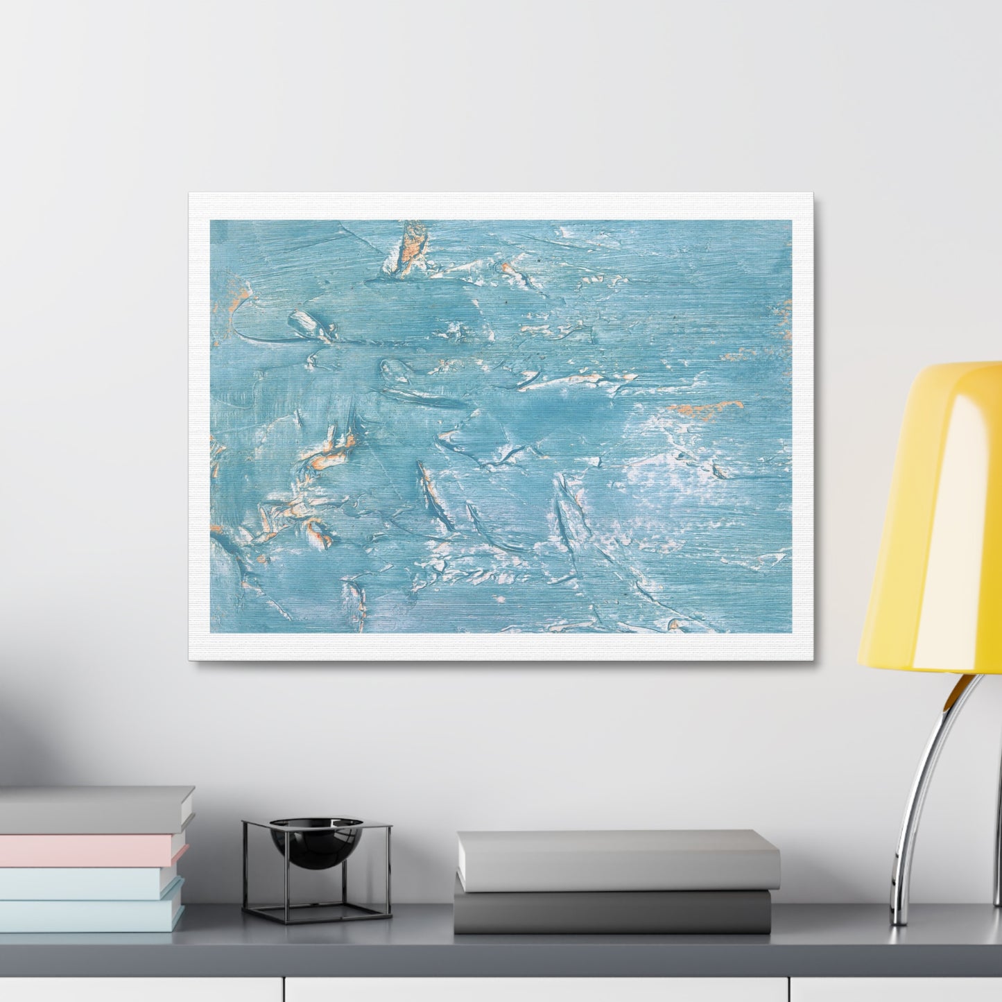 Abstract Blue Waves Watercolour, Art Print on Satin Canvas