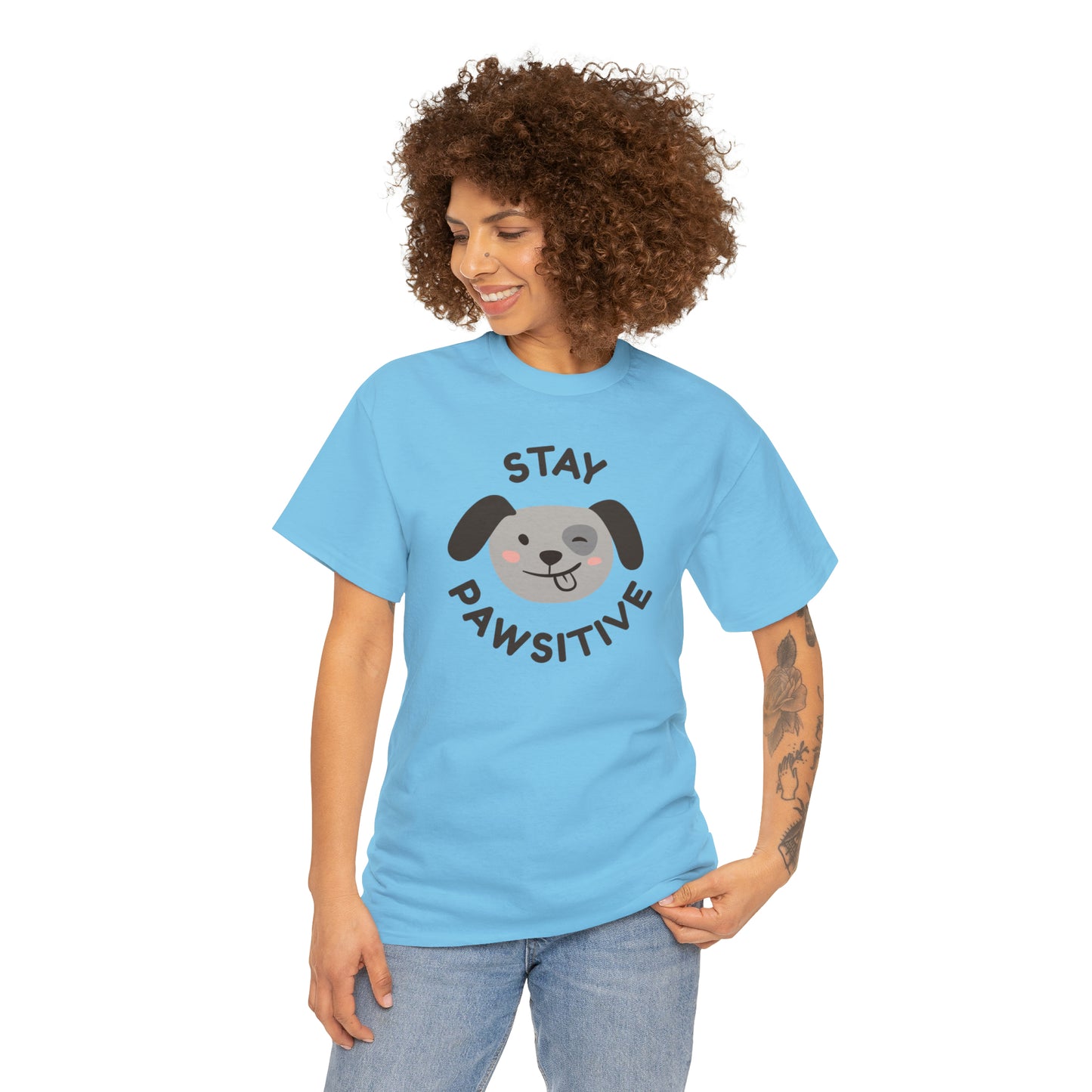 Stay Pawsitive Dog Lover's Cotton T-Shirt