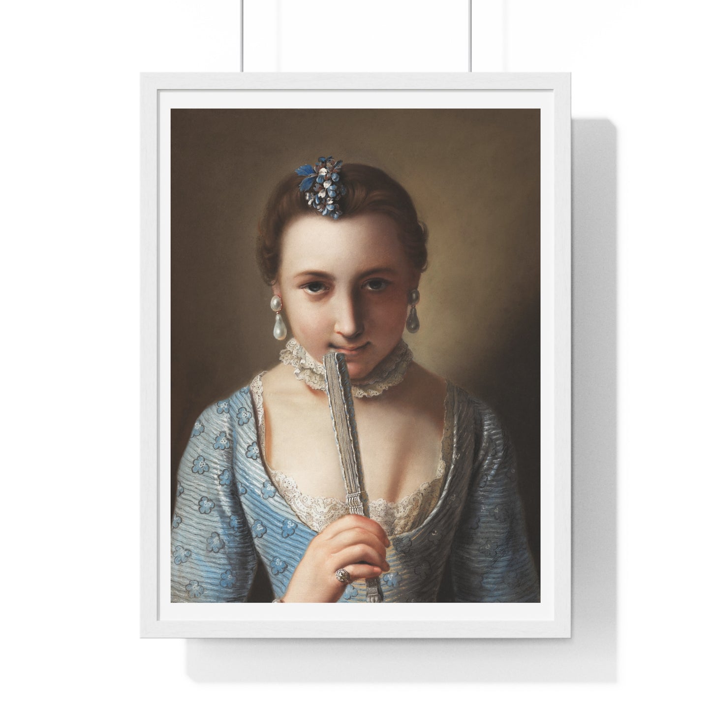 Young Woman with a Fan (1751-1756) by Pietro Antonio Rotari, from the Original, Framed Art Print