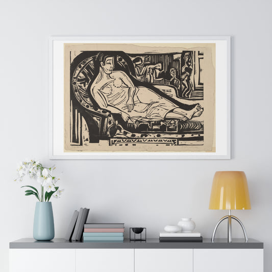 Woman Lying on a Sofa (1926) by Ernst Ludwig Kirchner, from the Original, Framed Art Print