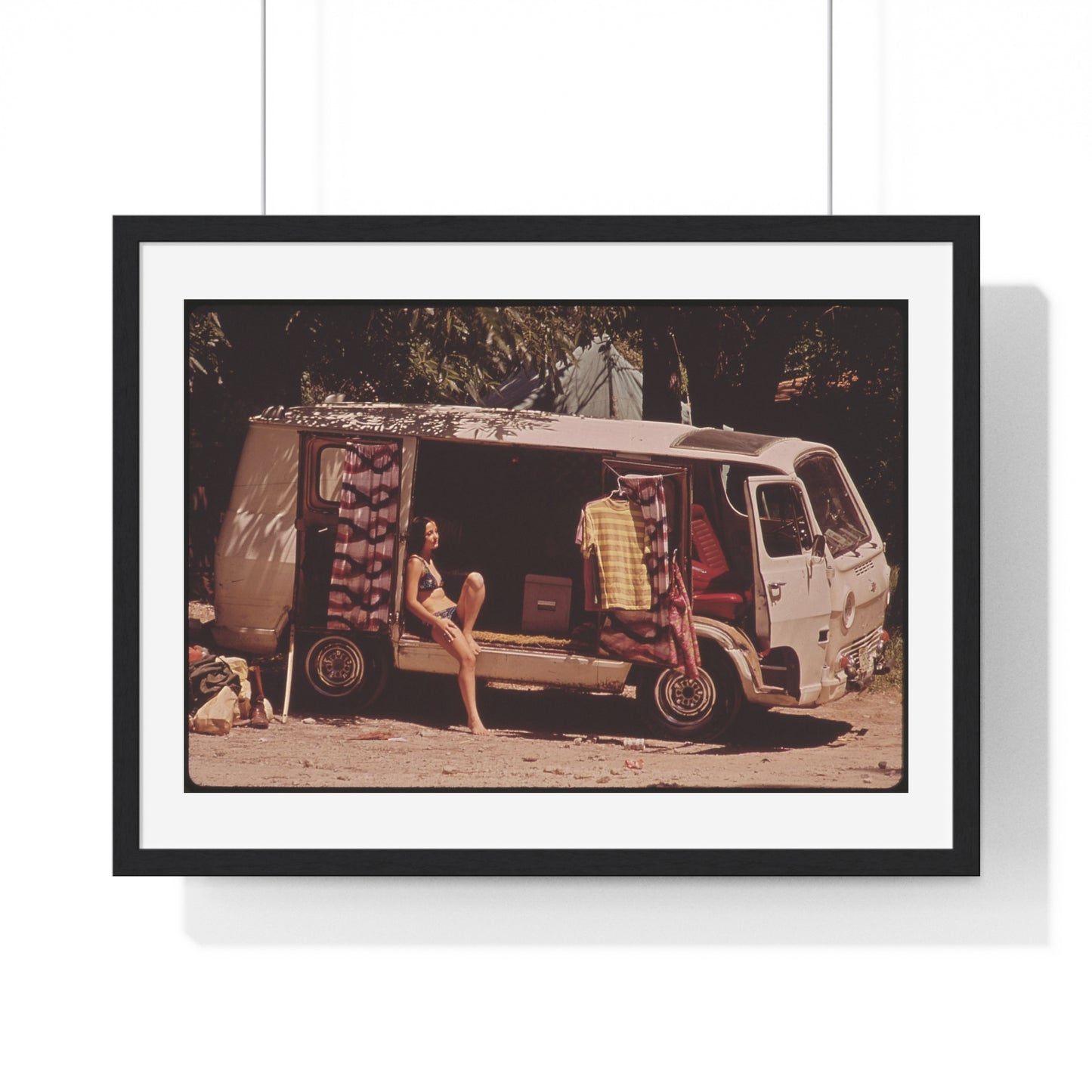 Vintage Photography, Campers at Garner State Park (1972) by Marc St Gil, from the Original, Framed Print