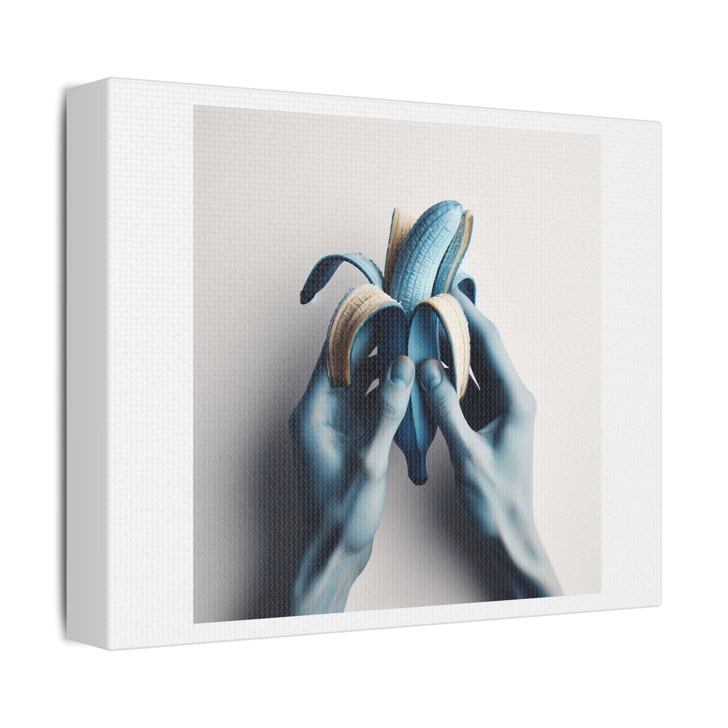 Blue Banana Abstract Art 'Designed by AI' Print on Canvas