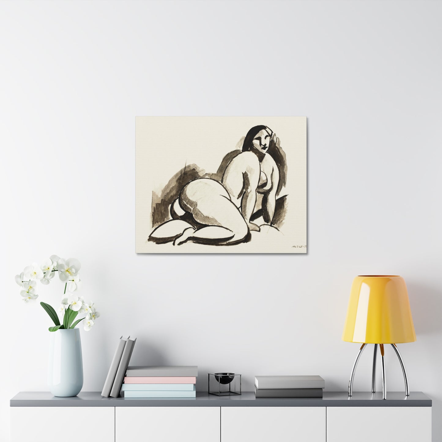 Female Nude by Carl Newman Art Print on Satin Canvas, Stretched