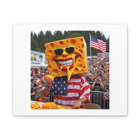 Annual Cheddar Cheese Eating Contest in Prineville, Oregon 'Designed by AI' Art Print on Canvas