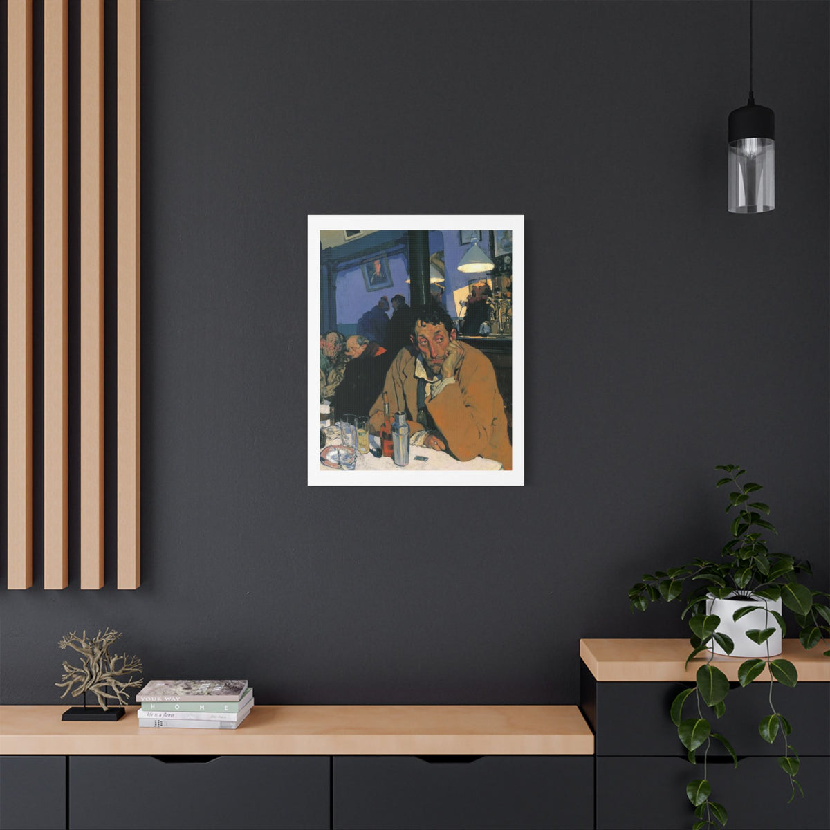 Café Art, Print on Satin Canvas, Stretched