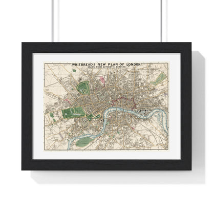 Whitbread's New Plan of London Drawn from Authentic Survey (1853) from the Original, Framed Art Print