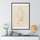 Seated Woman in Chemise (1914) Line Art Drawing by Egon Schiele, from the Original, Framed Print
