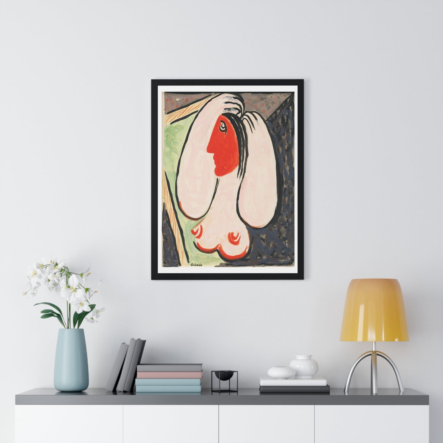 In Front Of a Mirror (1937–1938) Abstract Woman Illustration by Mikulas Galanda Framed Art Print