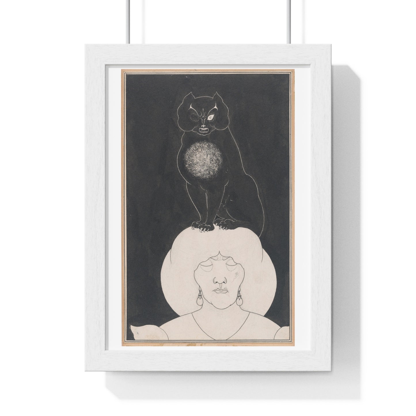 The Black Cat, for Edgar Allan Poe's 'Tales of Mystery and the Imagination' by Aubrey Vincent Beardsley, from the Original, Framed Print