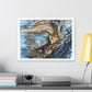 Abstract Painting of Light Brown and Blue Tree Bark, Canvas Art Print