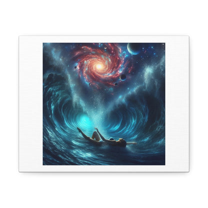 Woman Swimming in the Field of Human Consciousness, Art Print 'Designed by AI' on Canvas