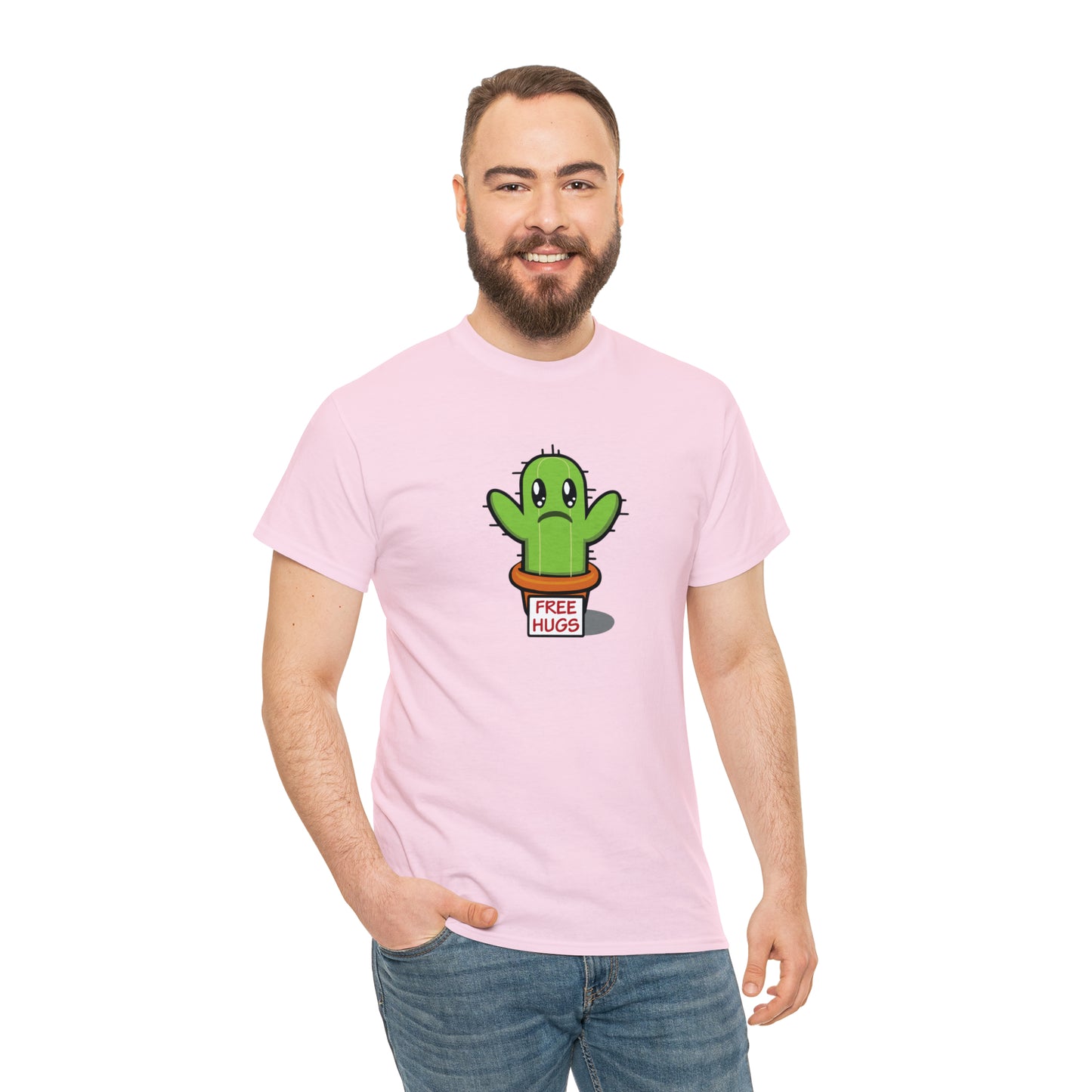 Free Hugs Sad Cactus Design T-Shirt