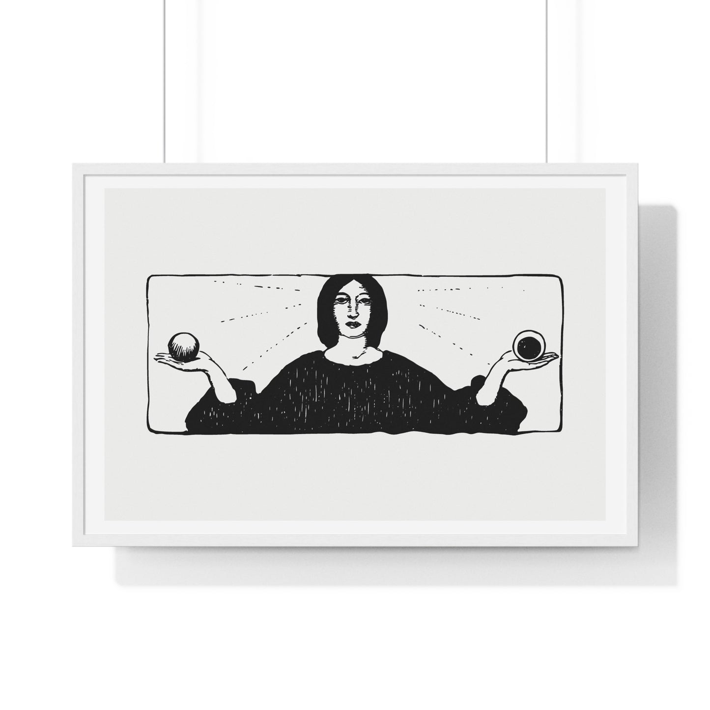 Woman Holding Balls, Religious Vintage Illustration, from the Original, Framed Art Print