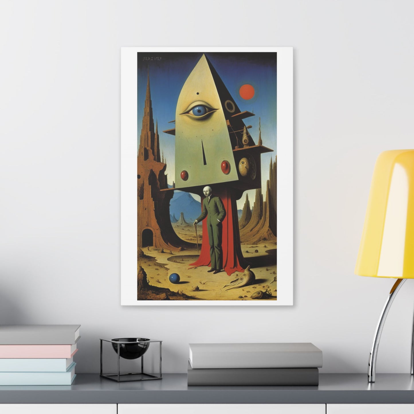 Man at the Watchtower, Surrealist Art Style 'Designed by AI' Canvas Art Print
