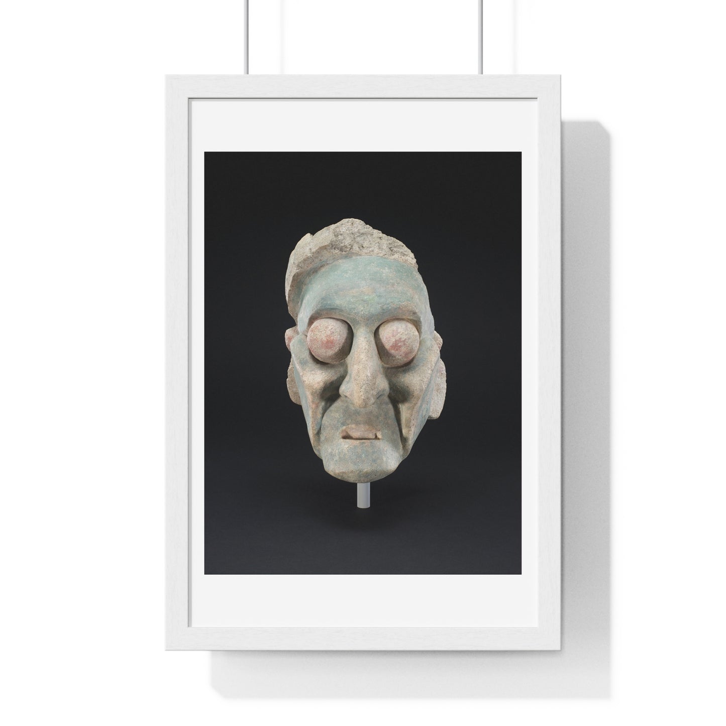 Head from a Figure, Mayan Sculpture (600–909) from the Original, Framed Print