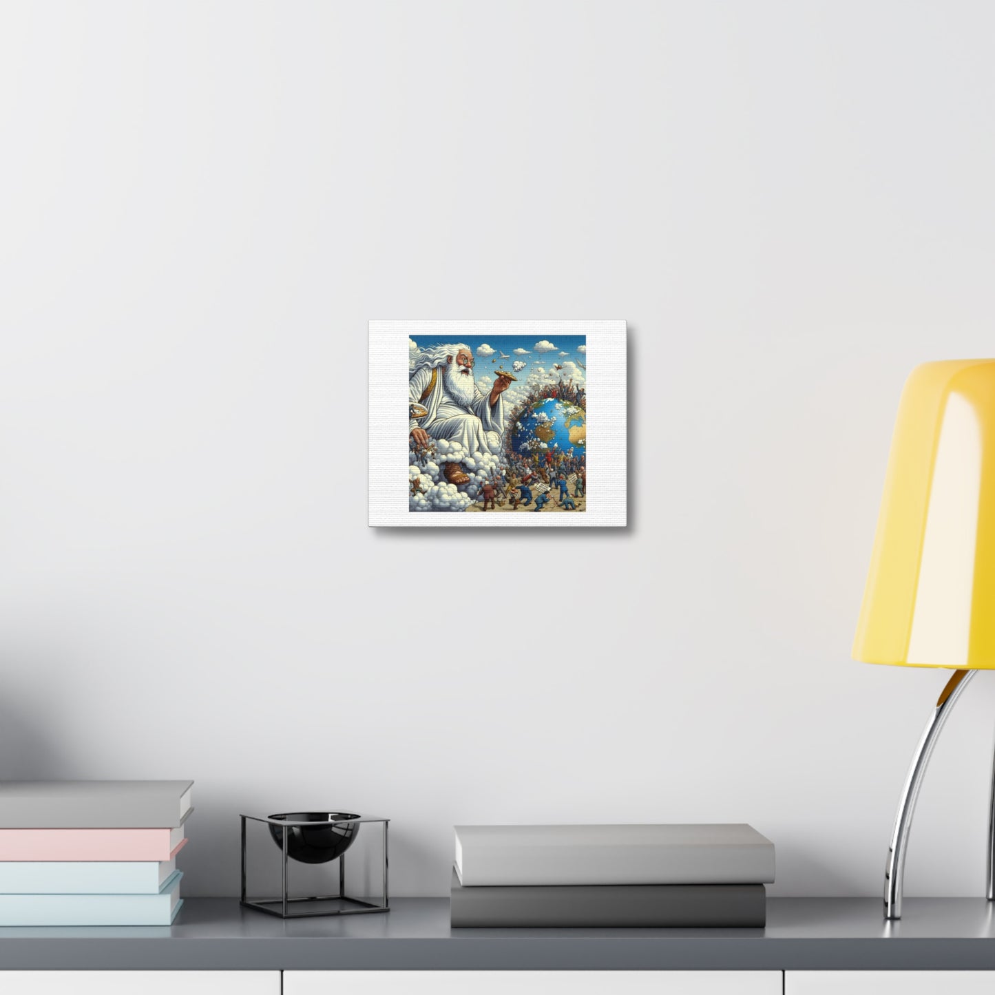 God Looking Down at the State of our Politics III, Art Print 'Designed by AI' on Canvas