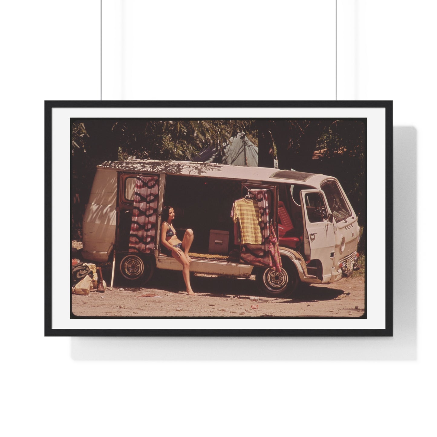 Vintage Photography, Campers at Garner State Park (1972) by Marc St Gil, from the Original, Framed Print