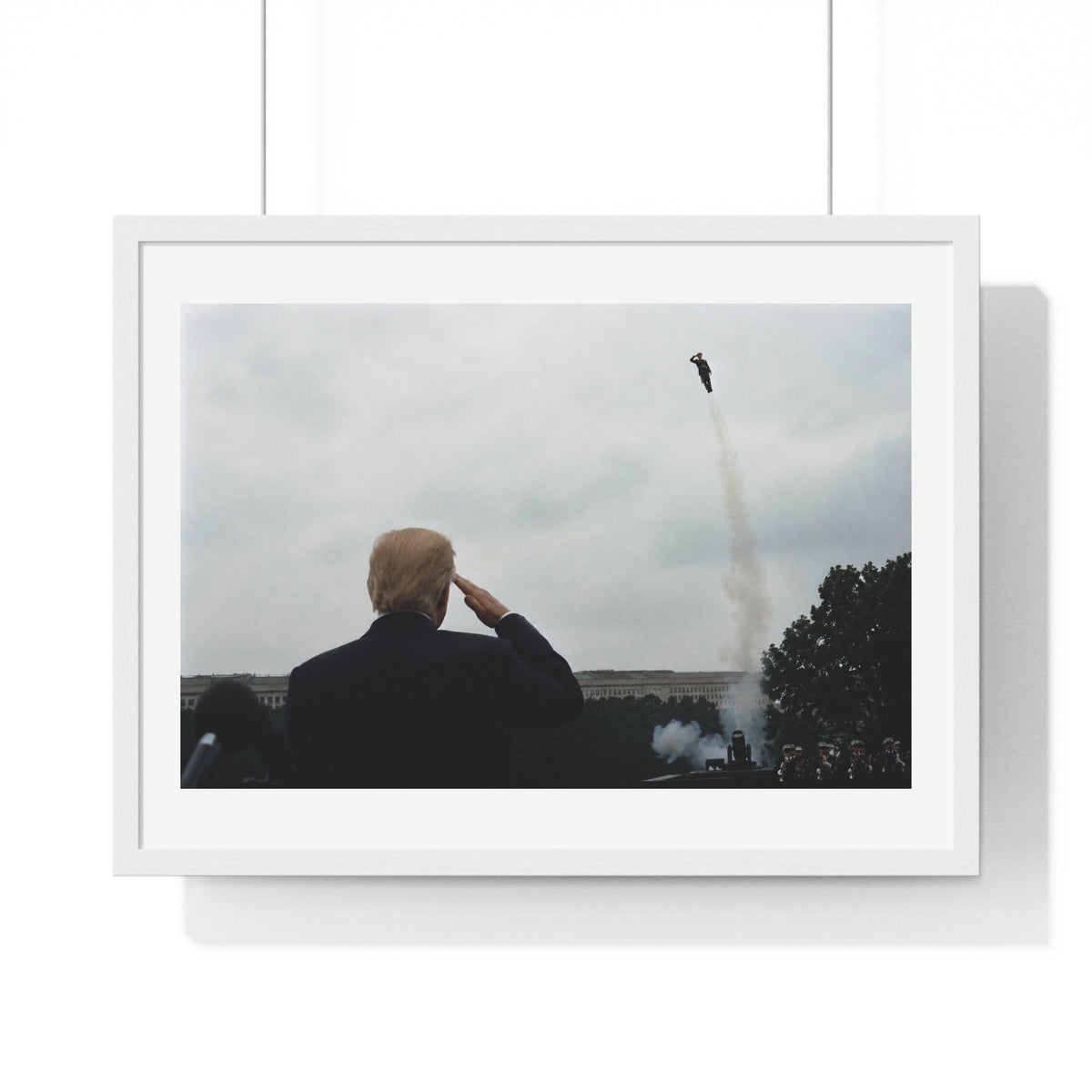Donald Trump Salutes, Surreal Decor Art, Large Framed Print