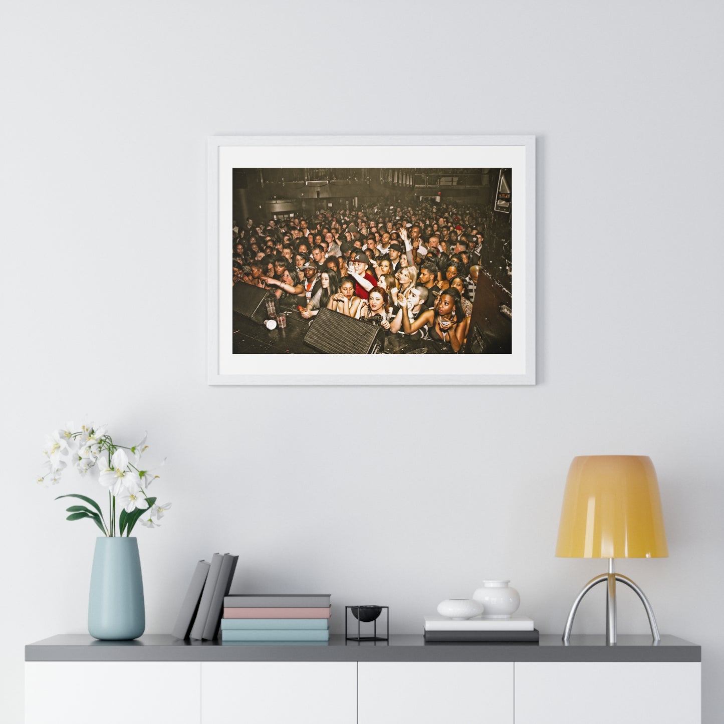 Crowd at Hip Hop Concert, Retro Photography (2017) from the Original, Framed Print