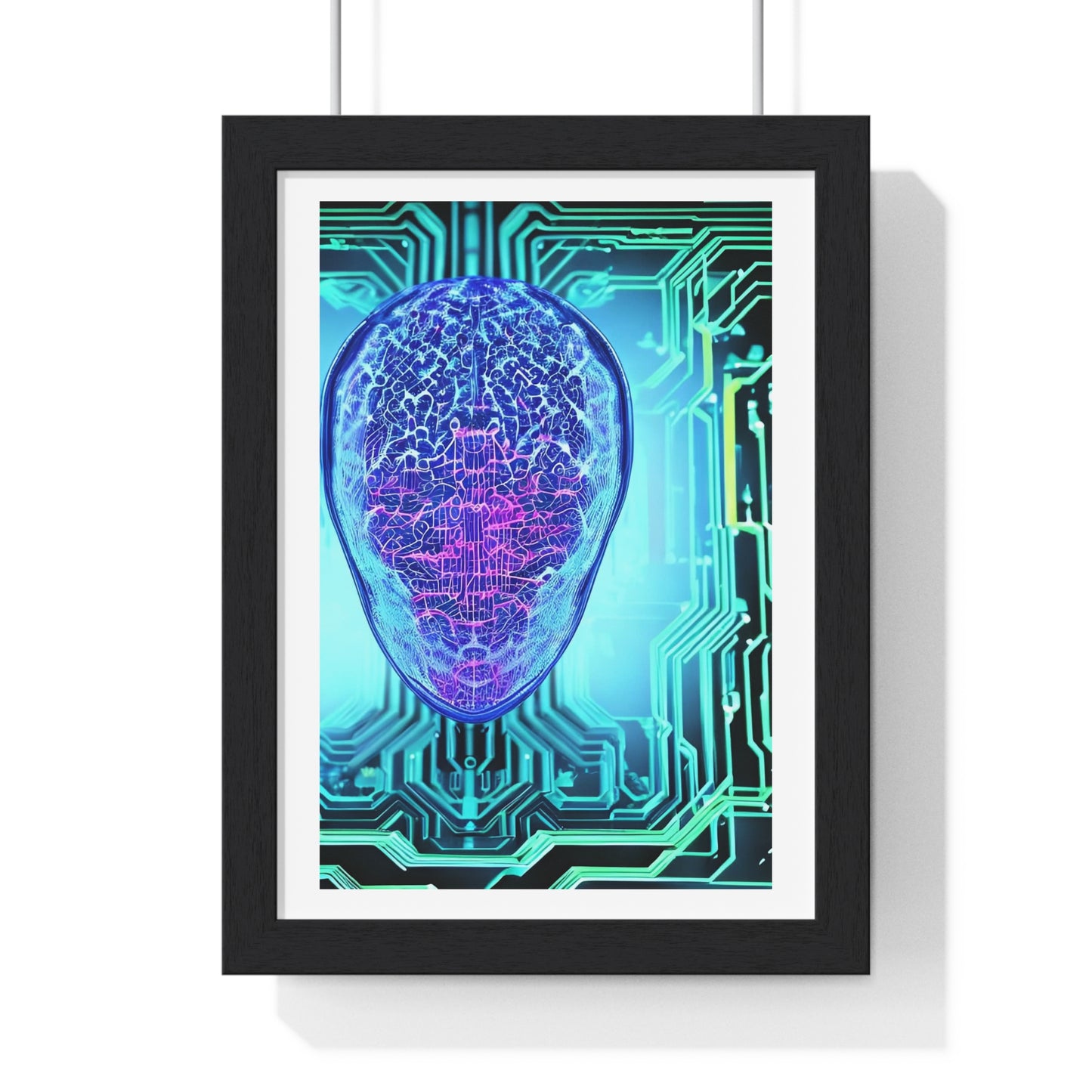 Artificial Intelligence Self Portrait, Psychedelic Framed Art Print 'Designed by AI'