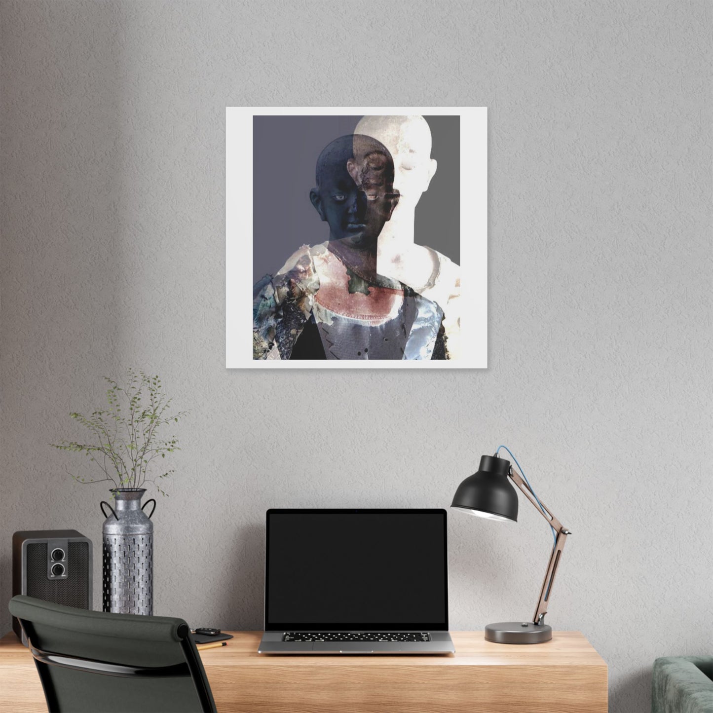 Awake, Collage Photo Manipulation 'Designed by AI' Canvas Art Print