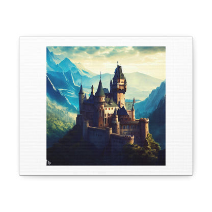 Medieval German Castle Surrounded By Mountains High Fantasy Epic digital art 'Designed by AI' on Canvas