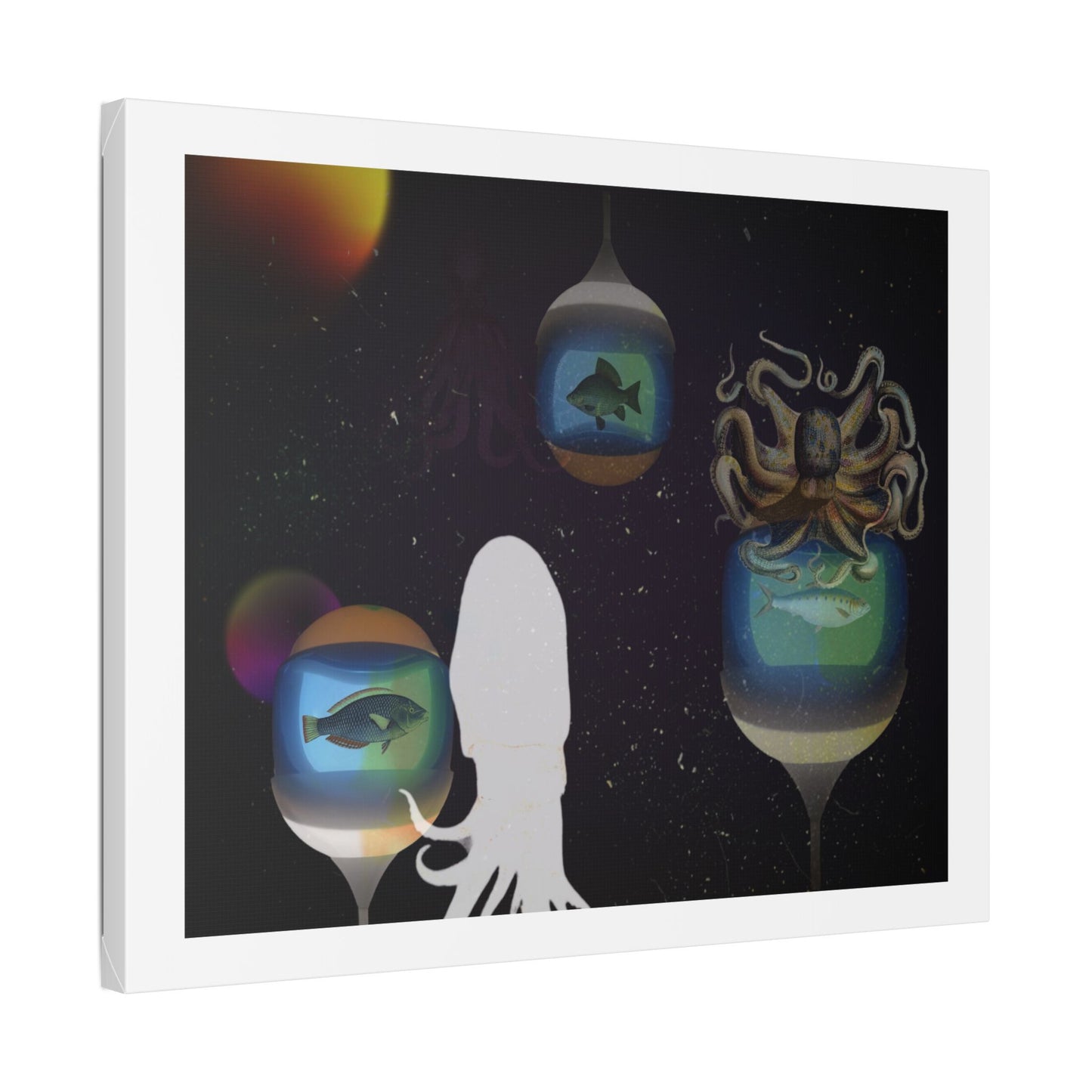 Visitors at the Exotic Earth Acquarium 'Designed by AI' Canvas Art Print