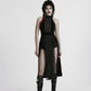 Punk Rave Selene Velvet Mesh High Slit Goth Dress In Black