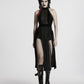 Punk Rave Selene Velvet Mesh High Slit Goth Dress In Black