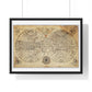 Antique Textile World Map Sampler (1790s) from the Original, Framed Print