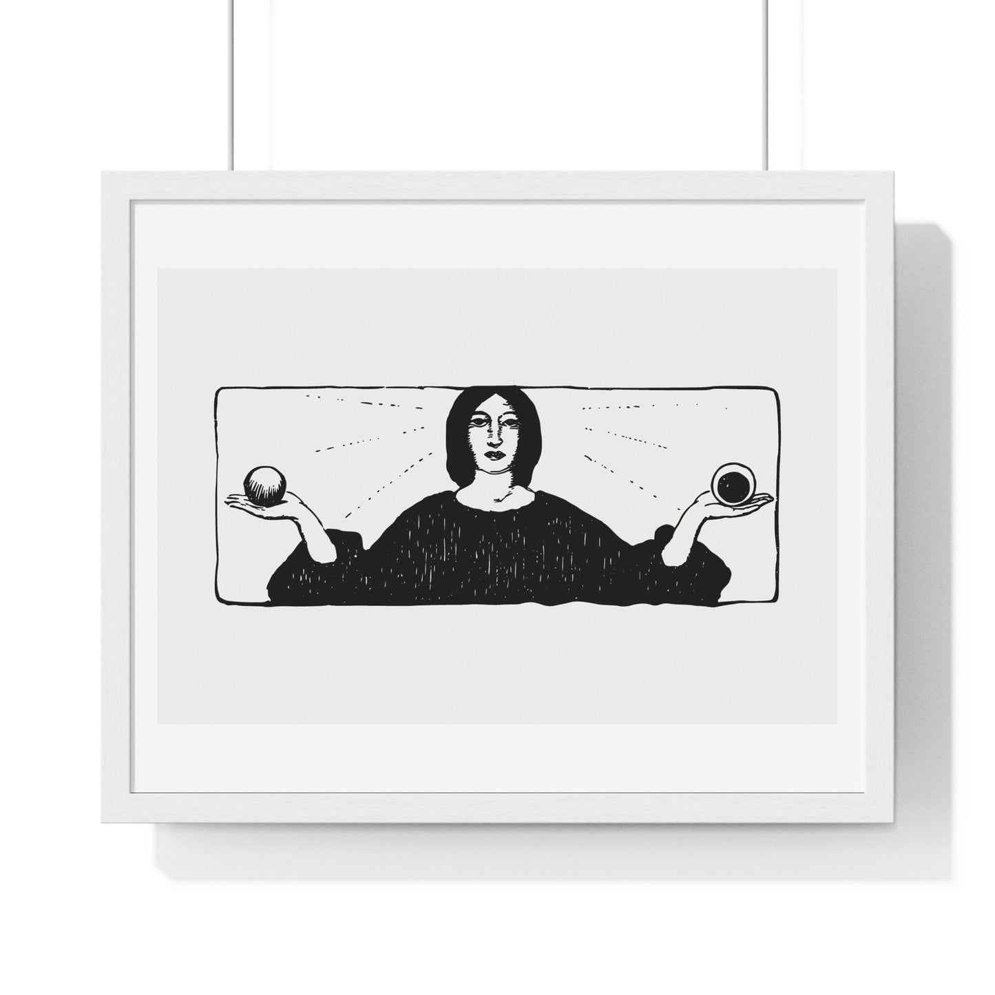 Woman Holding Balls, Religious Vintage Illustration, from the Original, Framed Art Print