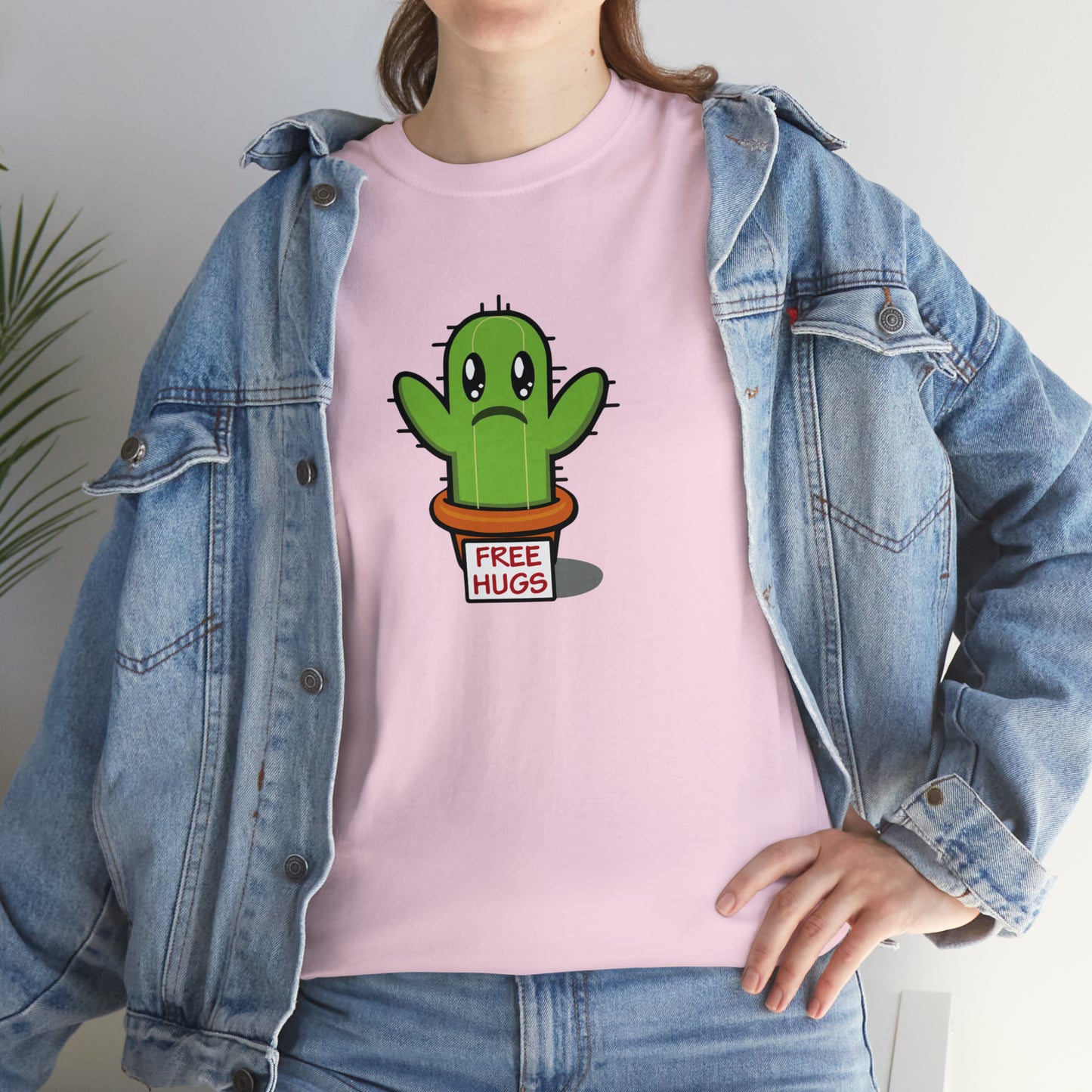 Free Hugs Sad Cactus Design T-Shirt