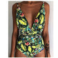 One-Piece Swimsuit Backless Monokini, Tropical Designs