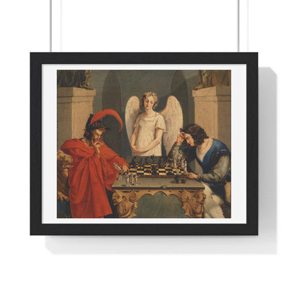 The Devil's Checkmate by Moritz Retzsch (1831) from the Original, Framed Art Print