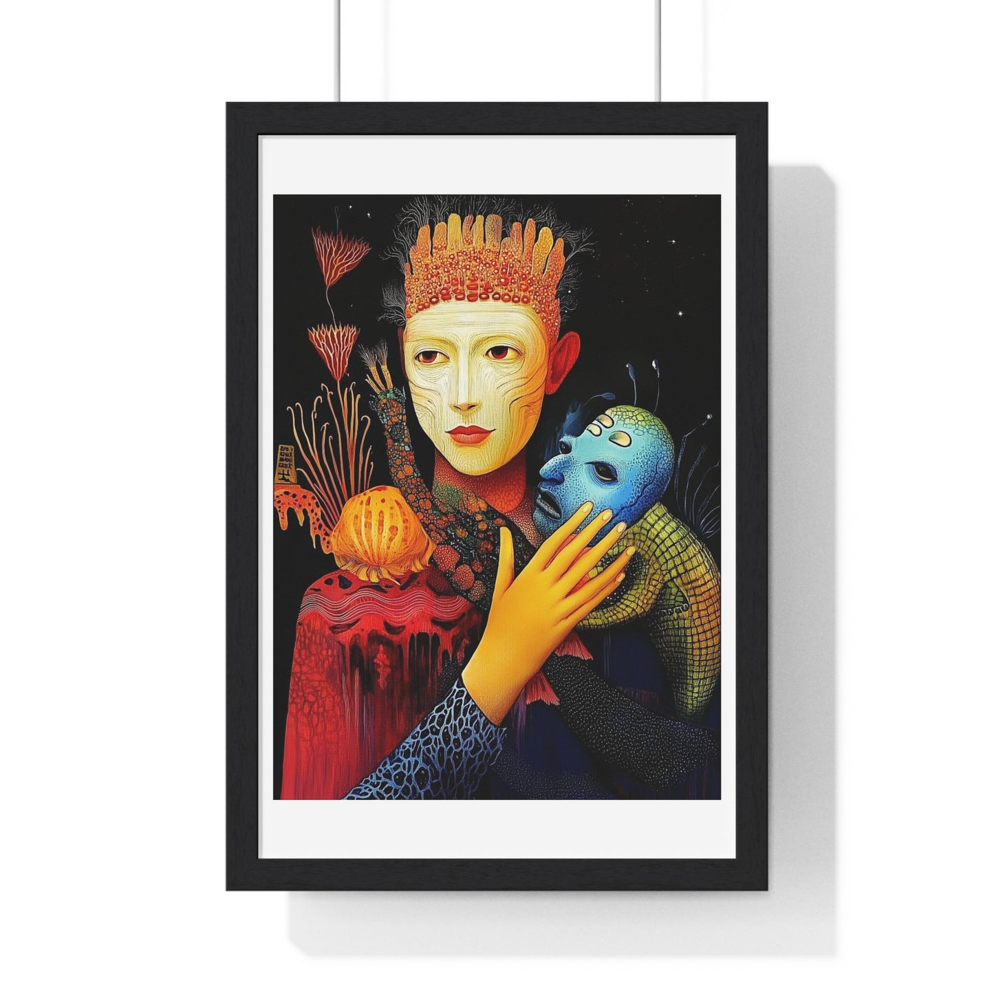 The Beauty and the Mask 'Designed by AI' Framed Art Print