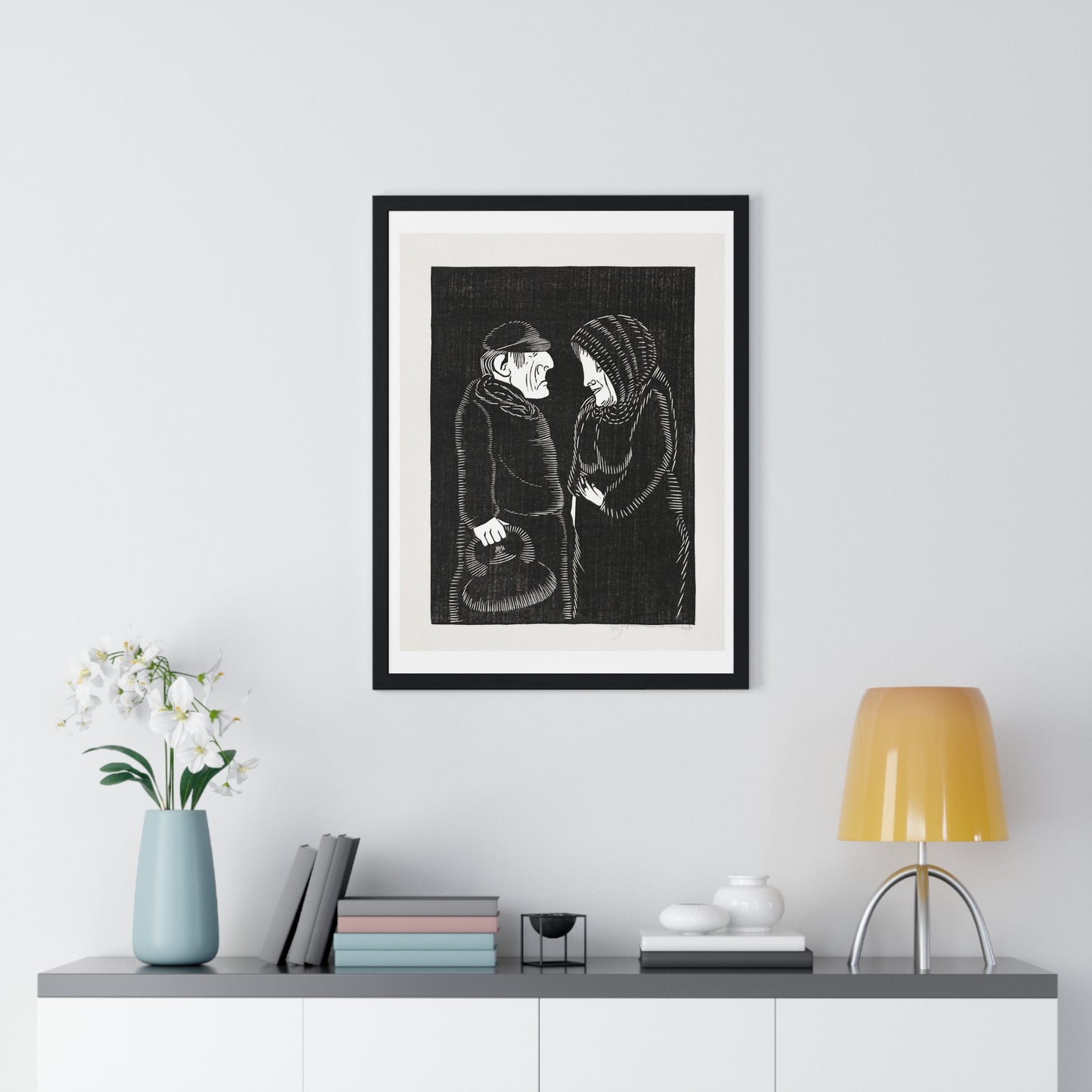 Fantastical Man and Woman 'Fantasie Man en Vrouw' (1929) by Samuel Jessurun de Mesquita, from the Original, Framed Art Print