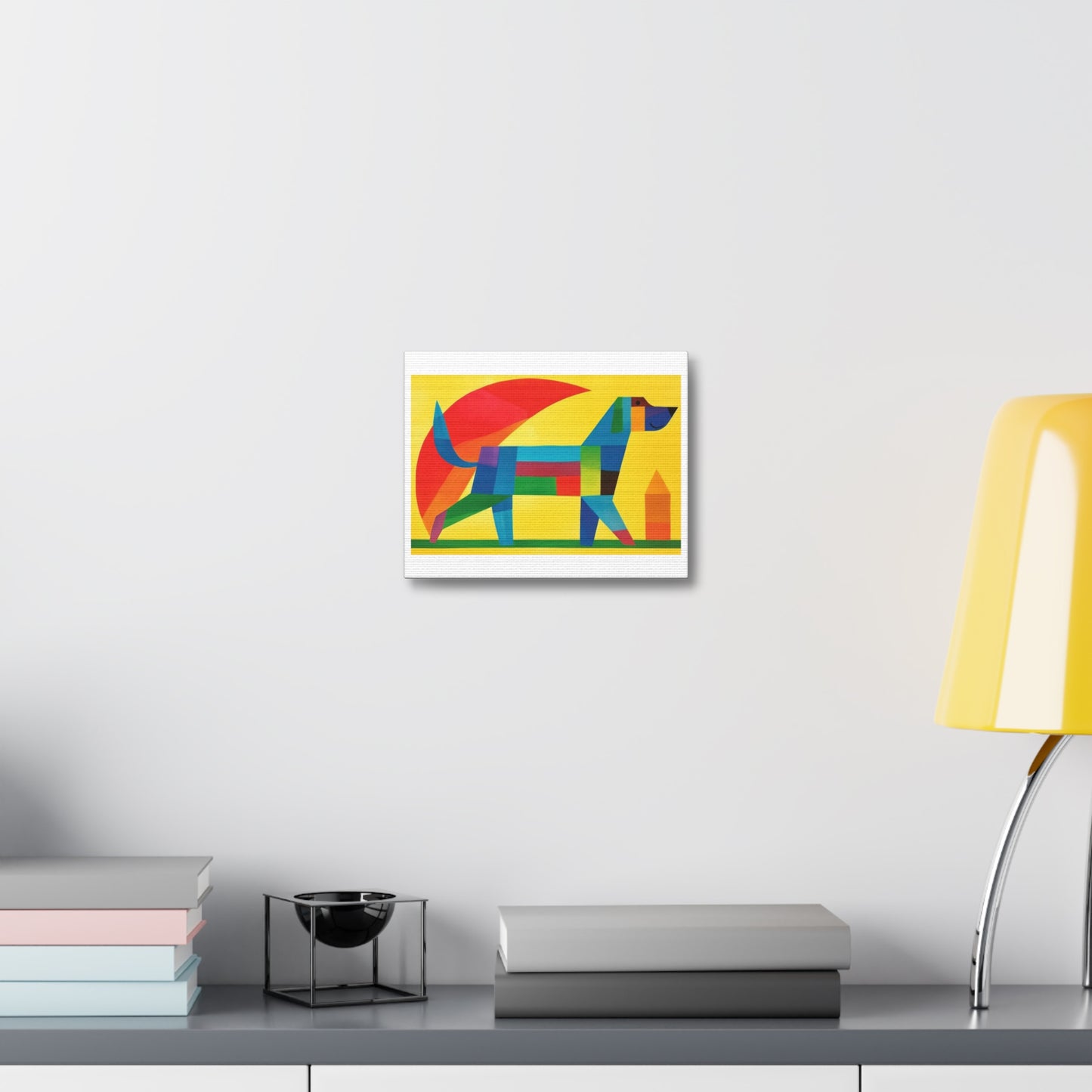 Minimal Simple Dog Art Painting 'Designed by AI' Art Print on Canvas