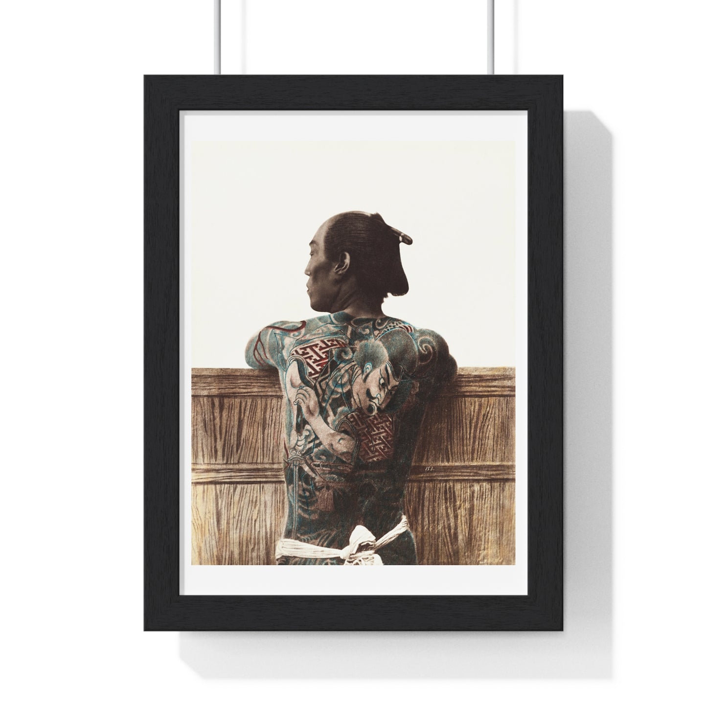 Nude Photography of Tattooed Japanese Man (1870s –1890s) by Kusakabe Kimbei, from the Original, Framed Print