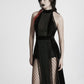 Punk Rave Selene Velvet Mesh High Slit Goth Dress In Black