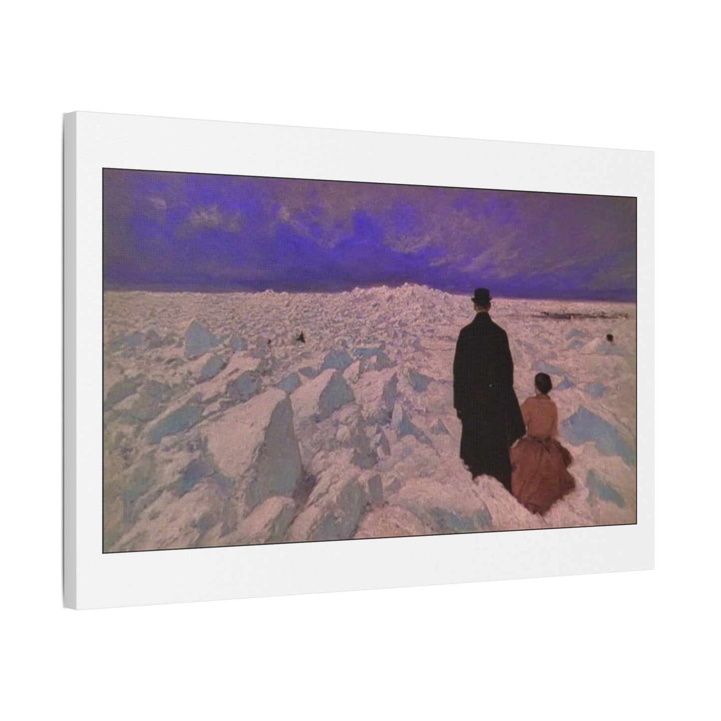 Victorian Couple in a Winter Scene, 19th Century Pastel Art 'Designed by AI' Print on Canvas