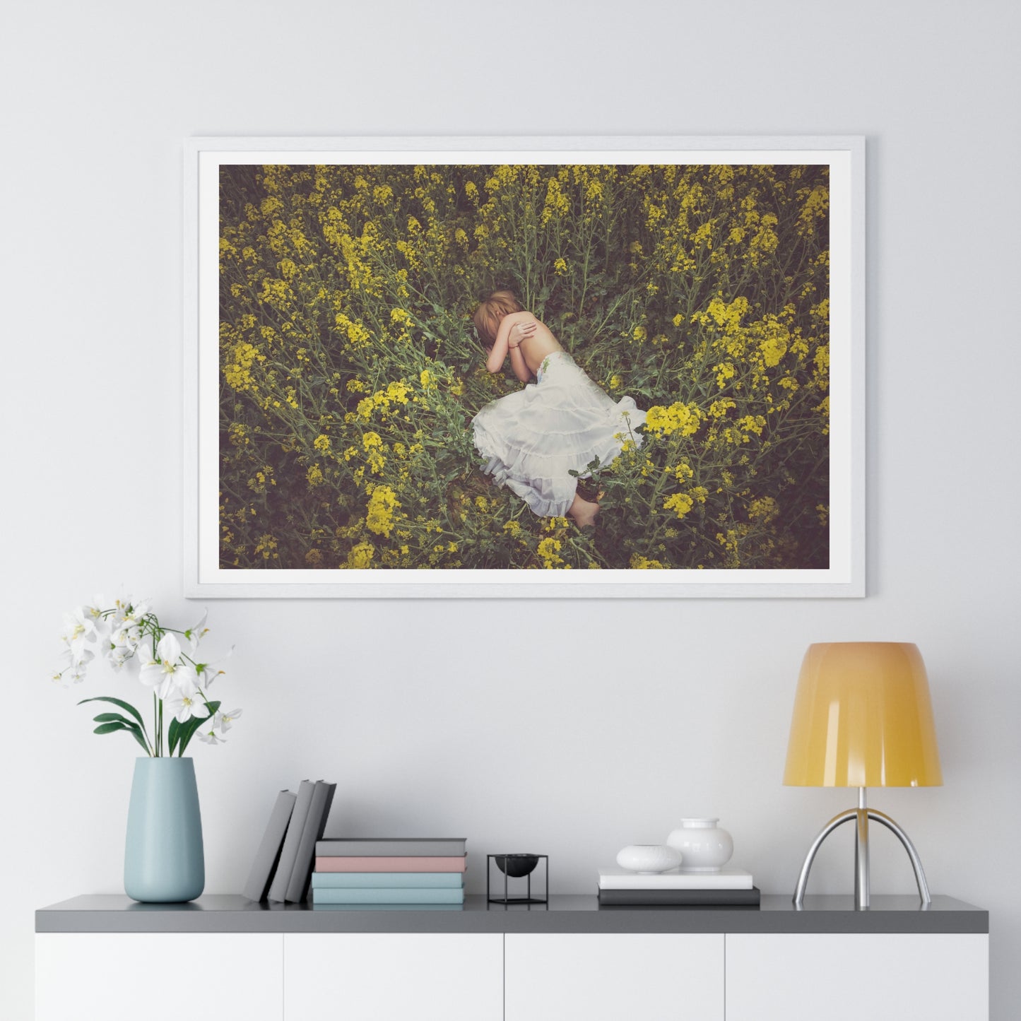Asleep in the Rapeseed Field 'Designed by AI' Framed Art Print