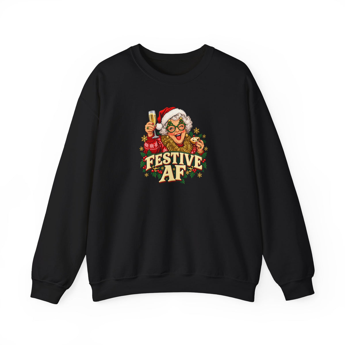 Funny Adult Chsristmas Jumpers: 'Festive AF' Christmas Crewneck
