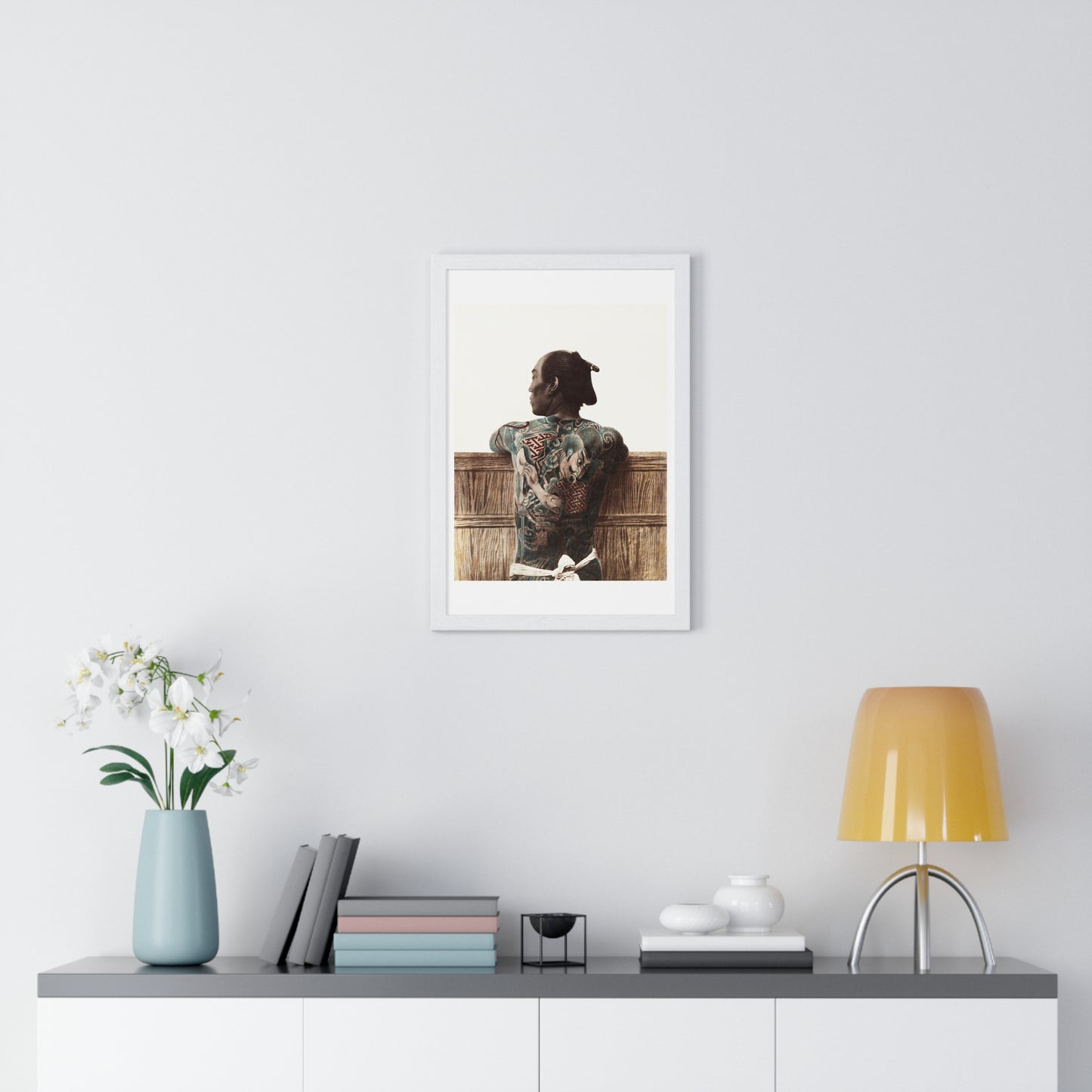 Nude Photography of Tattooed Japanese Man (1870s –1890s) by Kusakabe Kimbei, from the Original, Framed Print