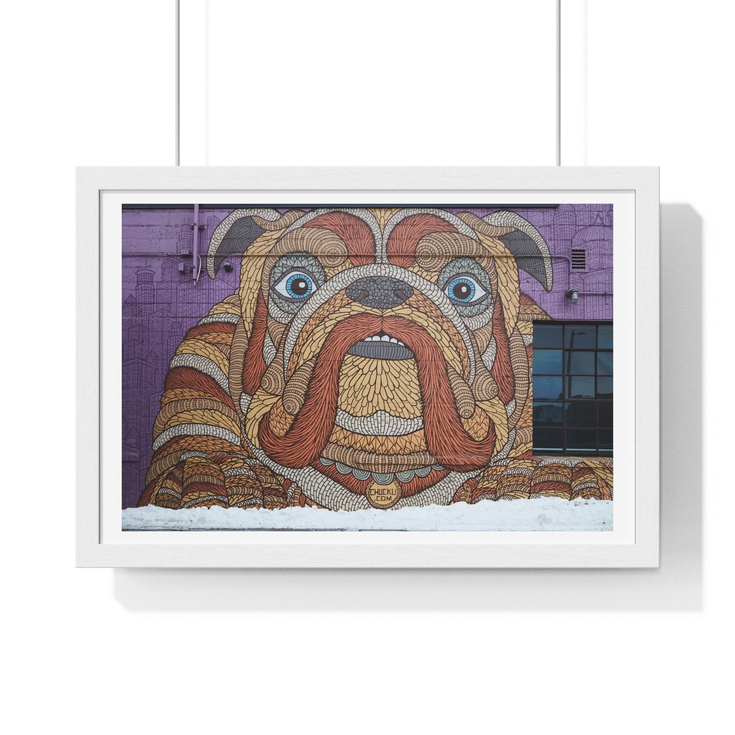 Mural Art: Artist Chuck U's Bulldog Mosaic in Downtown Minneapolis, Minnesota, Framed Print