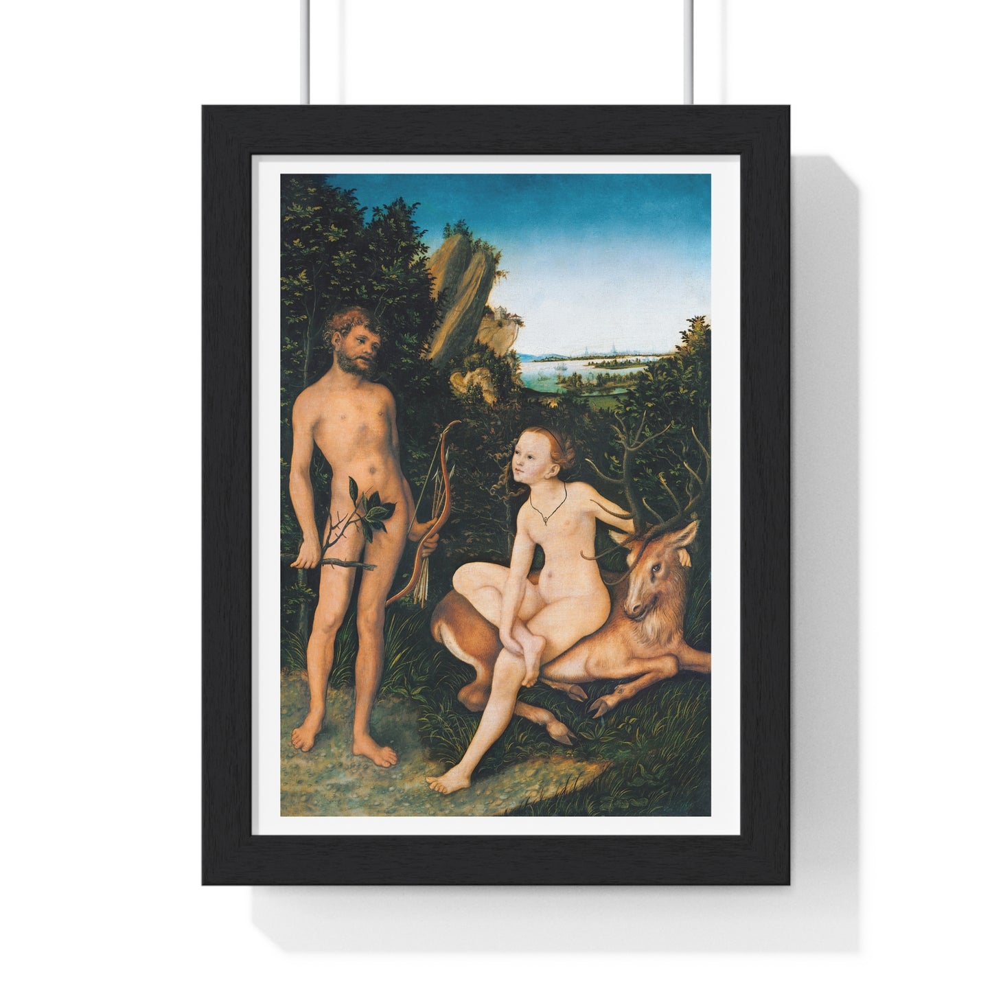 Apollo and Diana (1530) by Lucas Cranach, from the Original, Framed Art Print