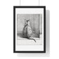 Sitting Cat From Behind (1812) Drawing by Jean Bernard, from the Original, Framed Print