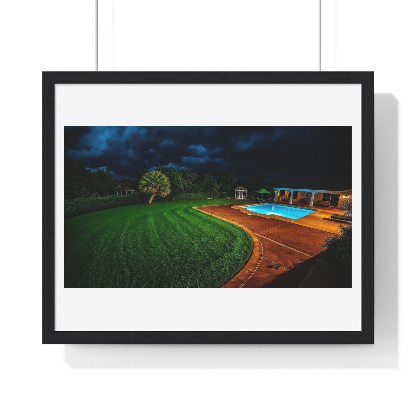 Dystopian Pool Scene II Photorealistic Art Style 'Designed by AI' Framed Print