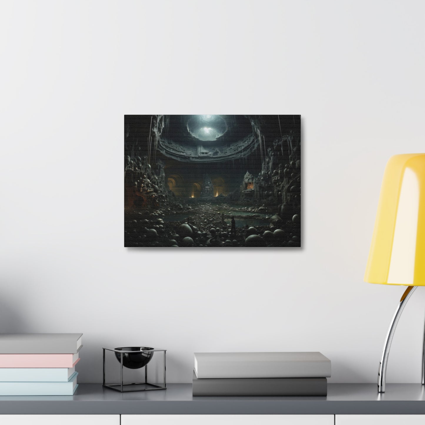 Underworld Gnosis Cave Architecture Art Print 'Designed by AI' on Satin Canvas