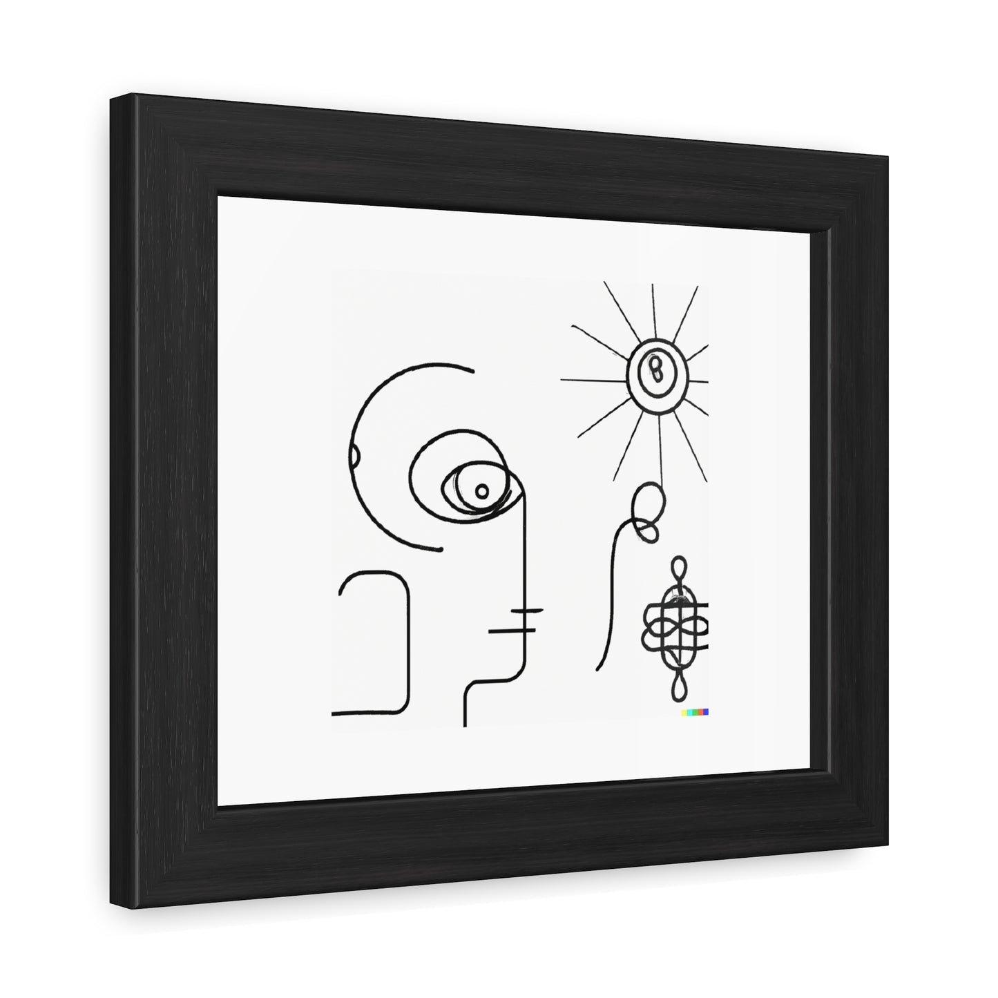 Consciousness In The Matrix Line Art 'Designed by AI' Wooden Framed Print