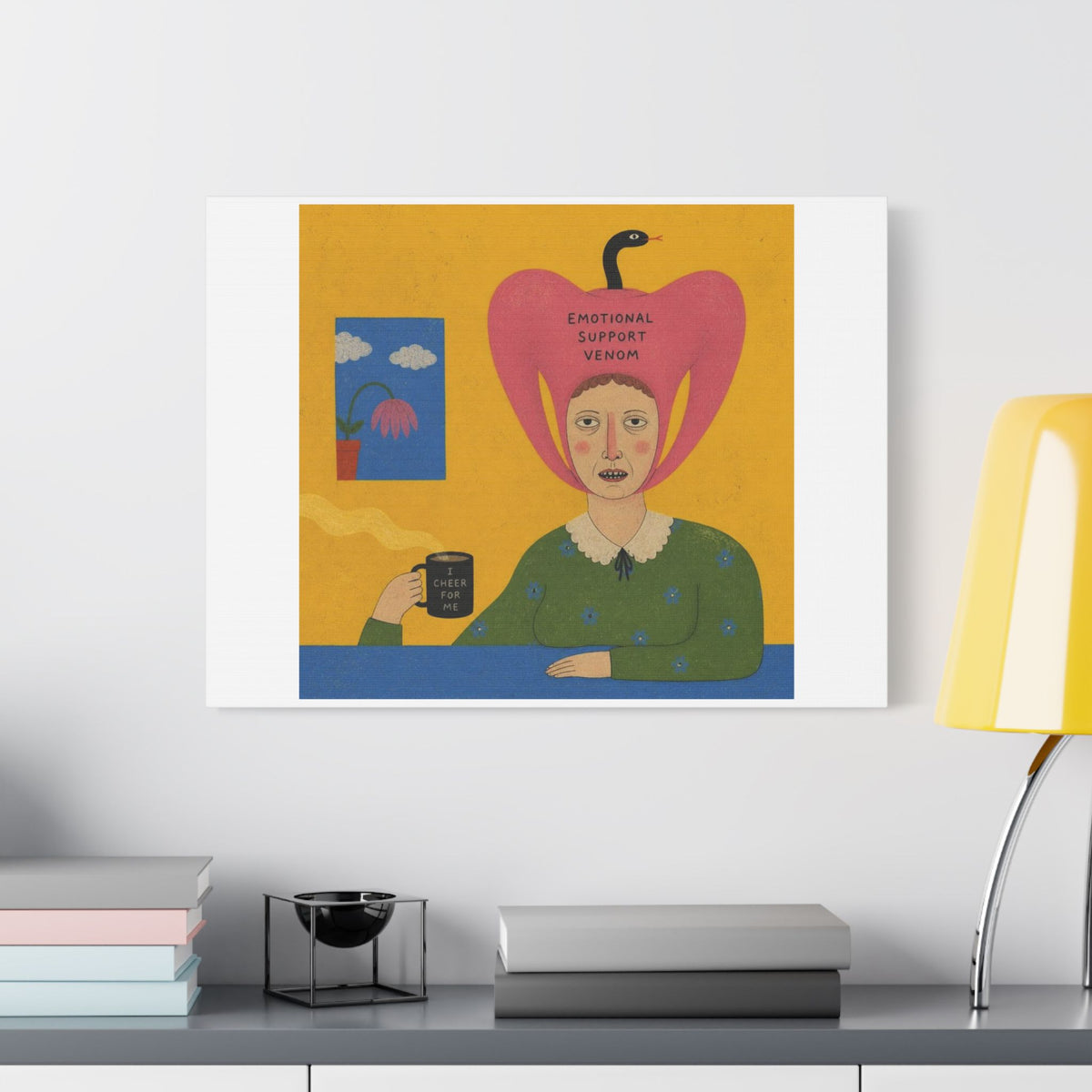 I Cheer for Me, Cartoon Art Print on Canvas